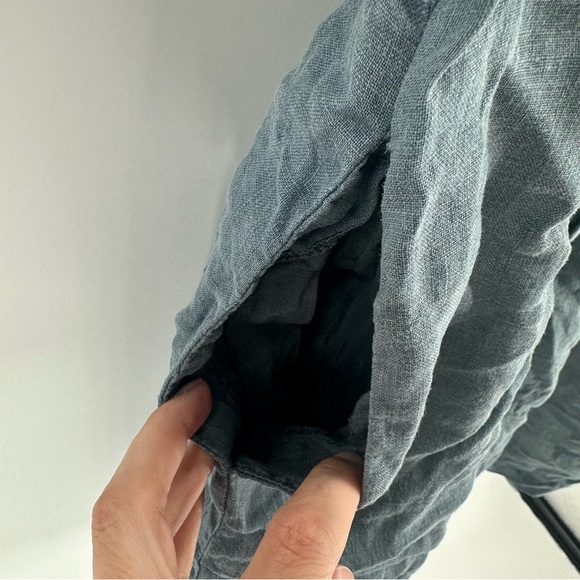 Wrap London Linen Shirt Dress Button Knee Coastal Pockets Casual Blue Womens 10 - Picture 9 of 14